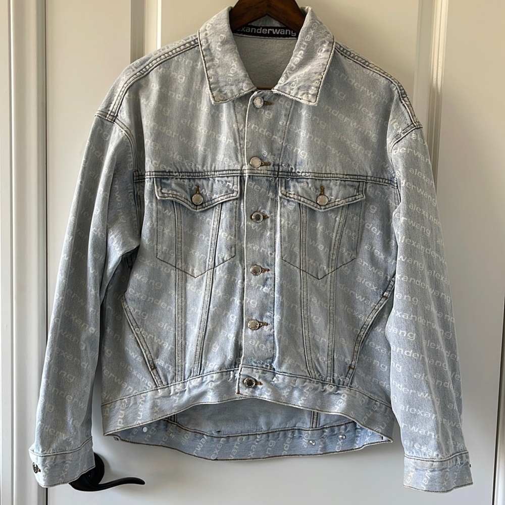 Alexander Wang falling back logo denim jacket sz XS